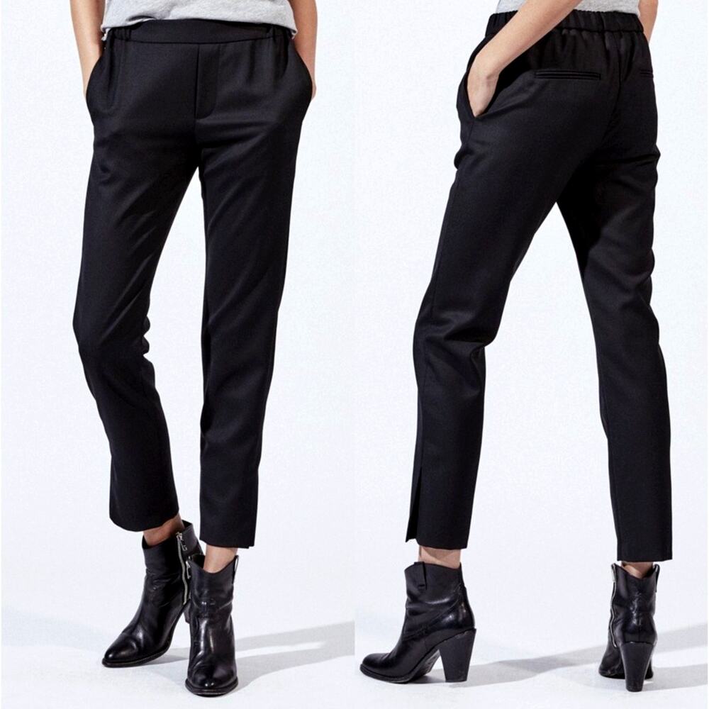Nili Lotan 10 Chelsea Virgin Wool Elastic Waist Pant $550 Crop Pull On Black NWT
